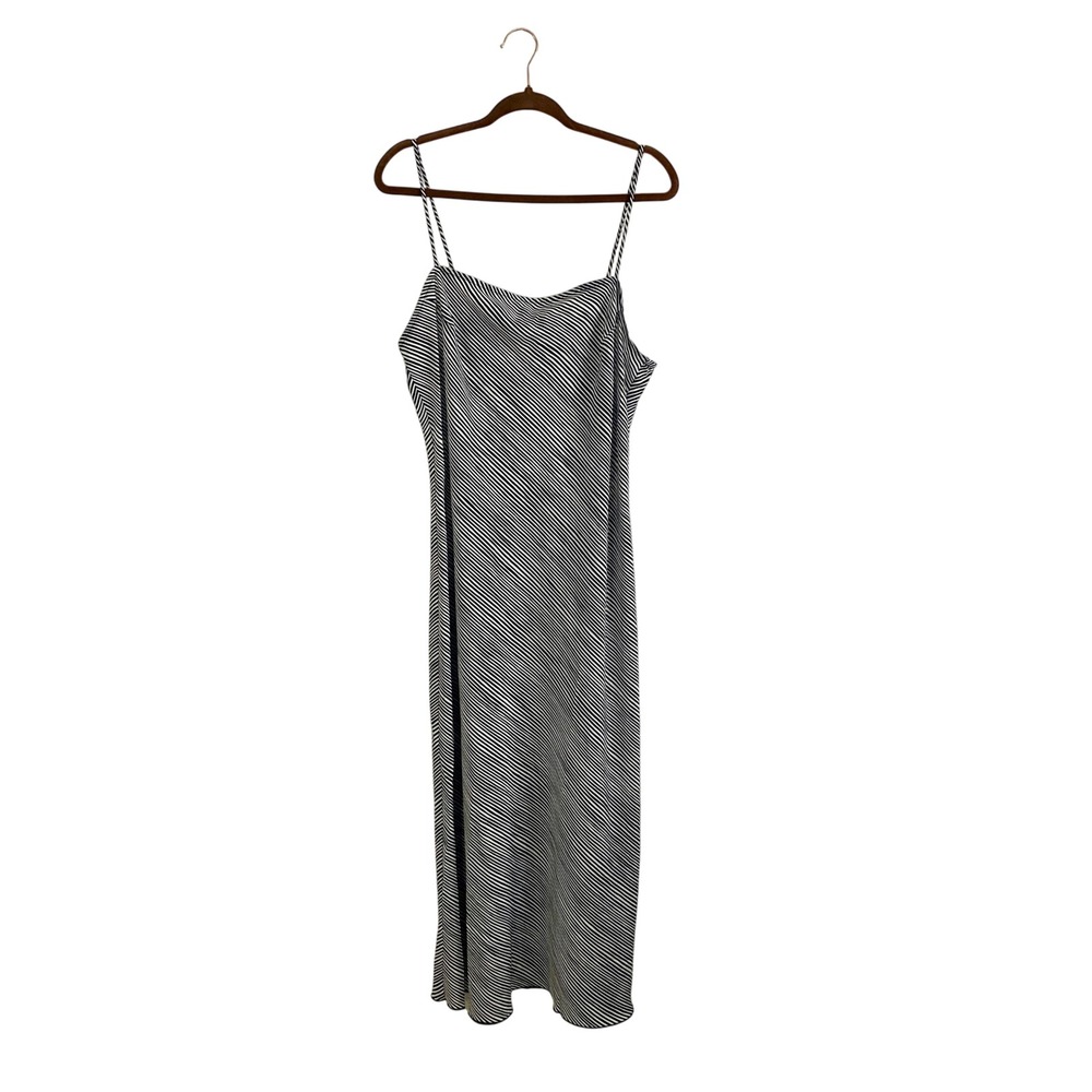 Vintage CDC Black & White Diagonal Stripe Slip Maxi Dress Size 16‎ 90s style
